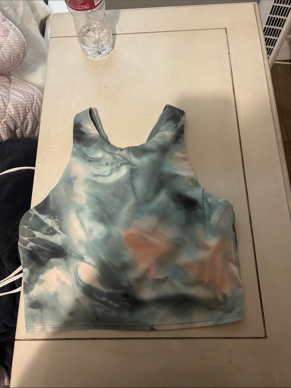 Tie-Dye Crop Tank Top in Teal & Peach - Women's Activewear